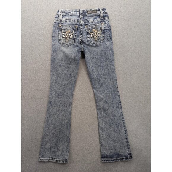 Stella in dreams Jeans Womens 9/29 Blue Bootcut Embroidered Western Bull Skull - Picture 9 of 16